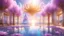 Placeholder: Photorealistic image (Masterpiece ) Crystal Hyperborea Palace Futuristic floating in the air, Spiritual world of crystals and gold, iridescent color, precious stones crystal gold, beautiful lilac wisteria and pink lotus flowers , landscape of summer ambient beautiful sea, light soft sun, full of details, smooth, bright sunshine, soft light atmosphere, light effect, vaporwave colorful, concepte art, highly detailed, digital painting, smooth, sharp focus, extremely sharp detail