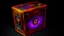 Placeholder: John Harris Style page, dark serious 1990s style, ((masterpiece, best quality)), (((solo))), full color, retro anime style, full color, dark serious 1980s steampunk puzzle box, magic, watercolor,