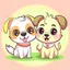 Placeholder: 2 cute Dogs cartoon