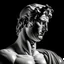 Placeholder: statue Apollo Perfect proportion muscle stately, 正臉,線條,黑白簡約,頭像