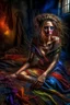 Placeholder: Bound and thrown to the floor, a woman exudes vulnerability in a fantastical setting. Her tattered gown clings to her bruised skin, hair tangled and wild. The scene is depicted in a stunning photo, showcasing intricate details and vivid colors. it captures the desperation and strength in her eyes, making the viewer feel the intensity of her situation. This masterful image blends beauty with turmoil, immersing the audience in a powerful narrative.