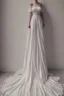 Placeholder: Lace and silk off-the-shoulder wedding dress is very long for sea lovers Photorealistic