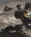 Placeholder: Crashed photorealistic futuristic industrial mechanical mechwarrior space ship on the lunar surface