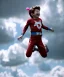 Placeholder: Ultra realistic clouds sky scene, medium shot view, portrait, sweet Childs, free jumping flying, trinkets, monster hair, jelly beans, balls, smile, happy, Peter Pan style, inflatable color clothing, extreme, wind, clouds sea, 20,000 feet altitude, stratosphere, soft color, highly detailed, unreal engine 5, ray tracing, RTX, lumen lighting, ultra detail, volumetric lighting, 3d, finely drawn, high definition, high resolution.