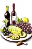 Placeholder: wine platter drawing with cheese salami and grapes