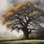 Placeholder: an oak tree in the style of dramatic black and white portraits, underexposure, algeapunk, portraits with soft lighting, scoutcore, watercolorist, strong emotional impact