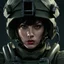 Placeholder: evil soldier. sneering expression, dark short hair,