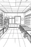 Placeholder: Outline art, class room interior design, no shading, no lines, cartoon style, --ar 9:11