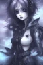 Placeholder: Stunning anime goth with striking looks in a stormy background