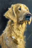 Placeholder: golden retriever in the style of frank auerbach