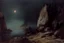 Placeholder: night, forest, cliff, 2000's gothic horror movies influence, friedrich eckenfelder and willem maris impressionism paintings