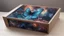 Placeholder: a box 10 cm long by 5 cm wide and 25 cm high, drawn on a box on all sides, butterfly nebula, space, tress, planets,, realistic