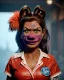 Placeholder: hybrid character, waitress sexy woman with monster muppet mask that covers her entire head, short shirt, tray, beer, old school tattoo, retro style, Sesame Street style, hot, smooth, unreal engine 5, god lights, ray tracing, RTX, lumen lighting, ultra detail, volumetric lighting, 3d.