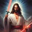 Placeholder: Jesus with a lightsaber opening the belly of the devil