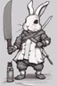 Placeholder: cute rogue bunny with cooking knife dnd realistic art