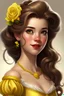 Placeholder: Belle from beauty and the beast with daisys in her hair make her old school disney princess more white daisys