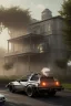 Placeholder: back to the future 1980´s,car, houses, trees, city,