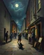 Placeholder: Bosch painting style ,nightmare, street begging