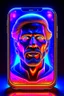 Placeholder: a 3d male face coming out of a realistic iphone 14 screen, inspired by Tim Hildebrandt, futuristic, glowing, sci-fi digital art illustration, stefan koidl inspired