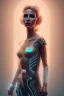 Placeholder: cyberpunk, head, women, portrai, tron sketch of a girl on lined paperA beautiful one nude body of a make up smiling woman blond long hair, alone, high key lighting, volumetric light high details with white stripes and blue eye, smiling with plump pink lips, flowers around, unreal engine petit prince belle fine, profil de trois quart, grand front cosmique, peau bleu cristalline, yeux bleu, perle sur le front long cheveux blond et rose etoilé, cristaux sur le corps, collier de grande princesse, l