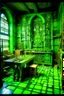 Placeholder: A lime green cybernetic workshop designed in ancient Roman mosaics painted by Albrecht Durer