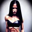 Placeholder: Beautiful woman, big bust, 6-pack abs, long hair, long nails, evil, black leather outfit