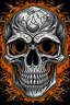 Placeholder: heavy metal concert poster styled human skull illustration