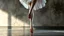 Placeholder: a bizarre surreal image where a dancer's legs there are bloody wounds on both foot and toes, her dress completely drenched in sweat, she standing on tiptoe in a perfect dance pose, around her a fade gray vortex, capturing grasping the difficulty of dance, self-sacrifice, striving for perfection the impressive pose achieved through hard work, the beauty of dance, vertical light on the dancer, blur background is a cracked wall with half darkness and half shiny light, on wall, detalied