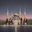 Placeholder: Sultanahmet Istanbul standing back to back under sky, landscape lake, sunset, illustration concept art anime