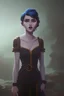 Placeholder: 4K Ultra-HD, Hyper realistic, cinematic lighting -- Snow White, short, bowl-cut black hair, blue eyes, Yellow skirt, blue blouse with short poofy sleeves, extremely pail skin, Rose pedals, wild animals, Castle, Full body image -- 4k, stunning, dramatic lighting, dramatic background, cinematic, atmospheric, very detailed, historic, powerful, octane rendering, exquisite detail, 30 - megapixel, 4k, 85 - mm - lens, sharp - focus, intricately - detailed, long exposure time, f8, ISO 100, shutter - s