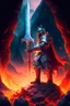 Placeholder: royal knight holding a greatsword in lava land