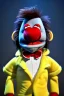 Placeholder: Waist up muppet Portrait, Nicolas maduro us muppet doll, Venezuelan president, tracksuit red blue and yellow, mustache, photo studio, red background, unreal engine 5, concept art, art station, ray tracing, lumen lighting, ultra detail, volumetric lighting, 3d.