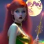 Placeholder: Attractive teenage girl with red hair with golden highlights, who is dressed like a witch casting a spell with a quarterstaff on the moon, magic is in the background, green eyes looking at the moon, background is realistic space, goth girl dress, full body portrait, arm colors gradient effect into stars, rendered, unity 3d, unreal engine, dslr, hdr, 4k, edited, photorealistic, normal number of appendages, freckles, artists rendering