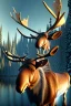 Placeholder: norwegian man as a moose, 4k, trending art, weird perspective, mirrors, water, realism