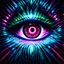 Placeholder: Close-up of mystical eyes, neon glow, intricate iris patterns, digital art style