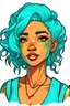 Placeholder: Drawing of a girl with light brown skin and turquoise hair