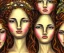 Placeholder: Realistic detailed face portrait of The goddess of beauty, goddess of spell and goddess of joy. "The Three Graces"