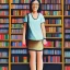 Placeholder: Full body portrait, painting, medium shot lady BookstoreGirl