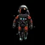 Placeholder: floating cartoon astronaut from 2000's, on solid black background
