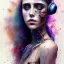 Placeholder: watercolor illustration of cyberpunk singer Danish MØ face by <agnes cecile> , crystals,opalescent,