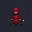 Placeholder: a pixel art-style simple 32-bit Ninja with a red outfit