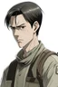 Placeholder: levi ackerman Levi has short, straight black hair styled in an undercut curtain, as well as narrow, intimidating dull gray eyes with dark circles under them and a deceptively youthful face. He is quite short, but his physique is well-developed in musculature from extensive vertical maneuvering equipment usage.