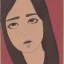 Placeholder: portrait of a woman with brown eyes and dark hair in the style of Hisashi Eguchi