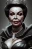 Placeholder: Joan Collins as evil queen in black leather, leather, busty, cleavage, angry, stern look. character design by cory loftis, fenghua zhong, ryohei hase, ismail inceoglu and ruan jia. unreal engine 5, artistic lighting, highly detailed, photorealistic, fantasy