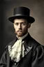 Placeholder: portrait of young reverend with black hat victorian era age 30