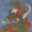 Placeholder: gilgemish riding a dragon in tibetian painting style