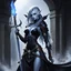 Placeholder: drow elf woman, spellsword, digital art, dark fantasy