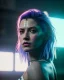 Placeholder: A beautiful portrait of a cyberpunk woman pissed off facing camera blue color scheme, high key lighting, volumetric light high details with white stripes and feathers unreal 5, octane render, cinema4d, dynamic lighting, dramatic lighting, 4k, redshift render, highly detailed, hyper realistic