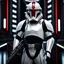 Placeholder: star wars bald male corellian pilot wearing pearlescent black and gunmetal grey First Order special forces heavy assault stealth commando armor and helmet with gold and red trim inside the jedi temple, hyperdetailed, dynamic lighting, hyperdetailed background, 8k resolution, volumetric lighting, light skin, fully symmetric details