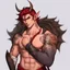 Placeholder: A Young Adult Male. A unique blend of Wood Elf and Red Tiefling features. His handsome face contrasts with the Yakuza dragon tattoos that completly cover his back, arms, and legs. He is wearing a torn coat. A physique that is strong and well-built, resembling a Fighter.